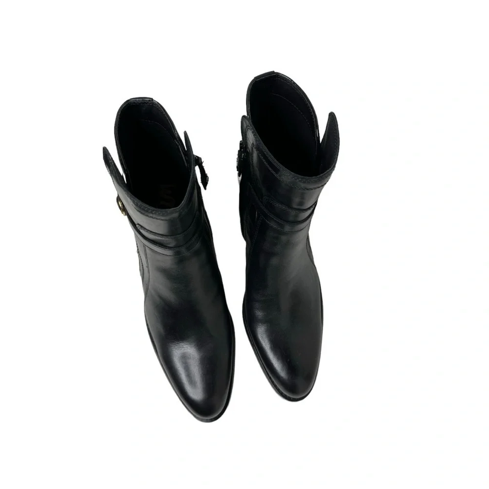 Sam Edelman Simona Block Heel Bootie Black Leather‎ 9.5